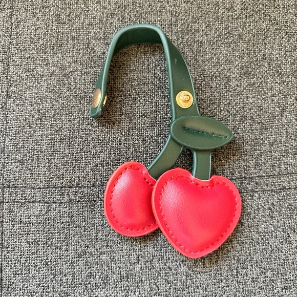 Faux leather cherry bag charm - Picture 4 of 4